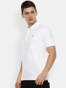 Louis Philippe Men White Polo Collar Cotton T-shirt