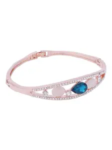 AQUASTREET Women Rose Gold & Blue Crystals Rose Gold-Plated Bangle-Style Bracelet