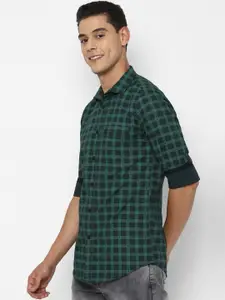 Allen Solly Men Green Slim Fit Opaque Checked Casual Shirt