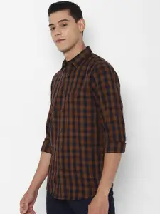 Allen Solly Men Brown Slim Fit Opaque Checked Casual Shirt