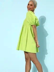 Athena Lime Green A-Line Mini Dress