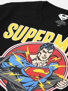 Kids Ville Boys Black Superman Printed T-shirt