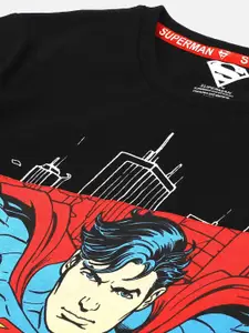 Kids Ville Boys Black & Red Superman Printed T-shirt
