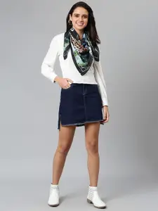 Tossido Women Black & Blue Printed Scarf