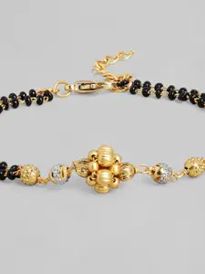 Rubans Gold-Plated Black Bead Pendant Hand and Neck Mangalsutra