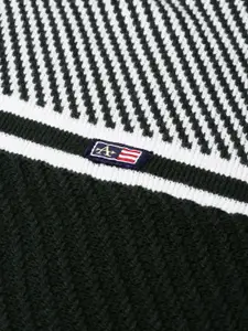 Arrow Men Green & White Colourblocked Engineered Pullover Sweater