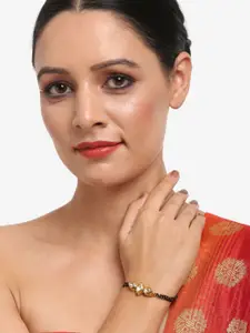 Ruby Raang Women Black & Gold-Plated Kundan Mangalsutra Bracelet