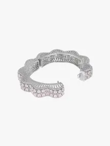 Adwitiya Collection Women 24CT Rhodium Silver-Plated CZ Stone-Studded Bracelet