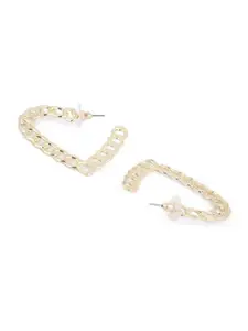 Bellofox Gold-Toned Heart Shaped Half Hoop Earrings