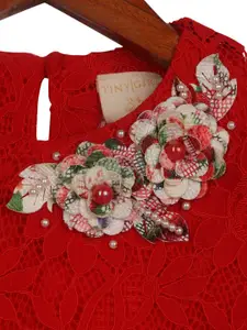 Tiny Girl Girls Red & Off White Top with Skirt