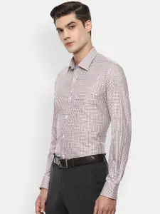 Louis Philippe Men Brown Slim Fit Micro Checks Opaque Cotton Formal Shirt