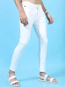 KETCH Men White Solid Tapered Fit Stretchable Jeans