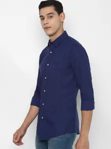 Allen Solly Sport Men Navy Blue Opaque Printed Pure Cotton Casual Shirt