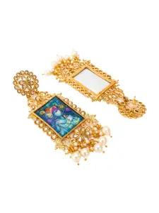 aadita Gold-Toned Geometric Drop Earrings