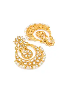 aadita Gold Plated Gold-Toned Geometric Chandbalis Earrings