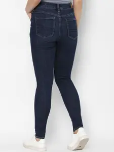 AMERICAN EAGLE OUTFITTERS Women Navy Blue Slim Fit High-Rise Light Fade Stretchable Jeans