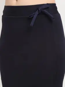 Sugathari Navy Blue Solid Micro Fiber Saree Shapewear