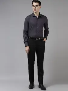 Blackberrys Men Purple & Grey Pure Cotton India Slim Fit Self-Design Formal Shirt