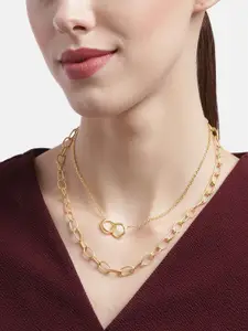 Carlton London Gold-Toned Brass Gold-Plated Layered Necklace