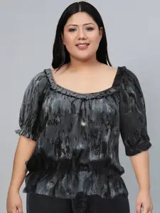 The Roadster Lifestyle Co. Sweetheart Neck Printed Peplum Top With Ruffles Detail