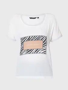 Vero Moda Women White Printed Pockets T-shirt