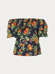 Vero Moda Woman Blue Floral Off-Shoulder Bardot Top