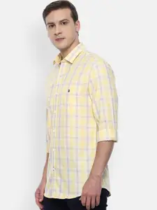 Louis Philippe Sport Men Yellow Slim Fit Opaque Checked Casual Shirt
