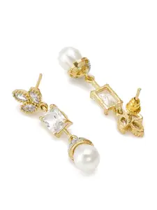 aadita Gold-Toned Contemporary Drop Earrings