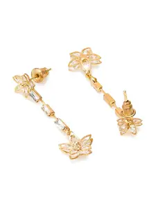 aadita Gold-Toned & White Floral Drop Earrings
