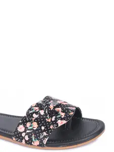 Brauch Women Black Printed Open Toe Flats