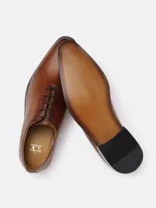 Arrow Men Tan Brown Solid Leather Formal Oxfords