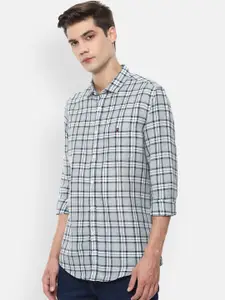 Louis Philippe Jeans Men Grey Slim Fit Opaque Checked Casual Shirt