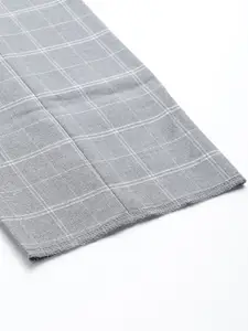 Blackberrys Men Grey & White Checked Skinny Fit Low-Rise Formal B-91 Skinny Fit Trousers