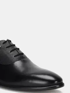 Arrow Men Black Solid Leather Formal Oxfords