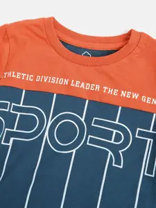 Sweet Dreams Boys Navy Blue & Rust Orange Printed Pyjama Set