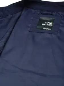 Flying Machine Men Navy Blue Solid Windcheater Sporty Jacket