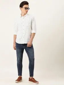 Flying Machine Men Off White Printed Casual Shirt