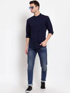 Pepe Jeans Men Blue Solid Opaque Cotton Casual Shirt