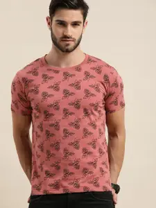 Moda Rapido Men Rose & Black Floral Printed T-shirt