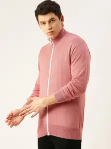 FOREVER 21 Men Peach-Coloured Solid Cardigan