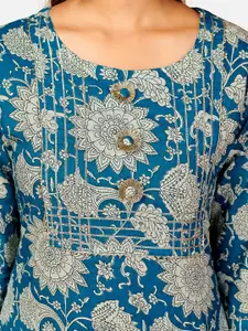 Vbuyz Women Blue Ethnic Motifs Printed Kurta