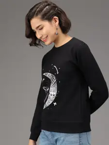 Kotty Women Black Printed Sweatshirt