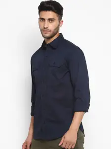 Royal Enfield Men Navy Blue Opaque Casual Shirt