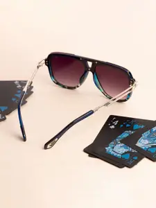 Voyage Men Purple Lens & Silver-Toned Wayfarer UV Protected Lens Sunglasses 3257MG3595