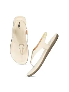 Shezone Women Cream-Coloured Open Toe Flats