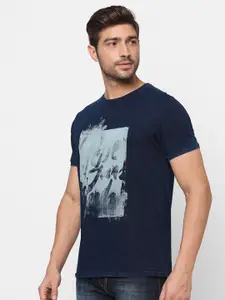 Pepe Jeans Men Navy Blue Printed Pure Cotton T-shirt