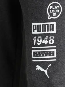 Puma Men Charcoal Grey Brand Logo Printed Slim Fit Joggers