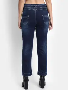 BROADSTAR Women Navy Blue Jean Straight Fit High-Rise Light Fade Stretchable Jeans