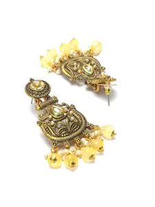 Priyaasi Orange Contemporary Gold Plated Drop Earrings