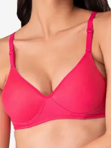 KOMLI Pink & Black Pack of 3 T-shirt Bra Lightly Padded